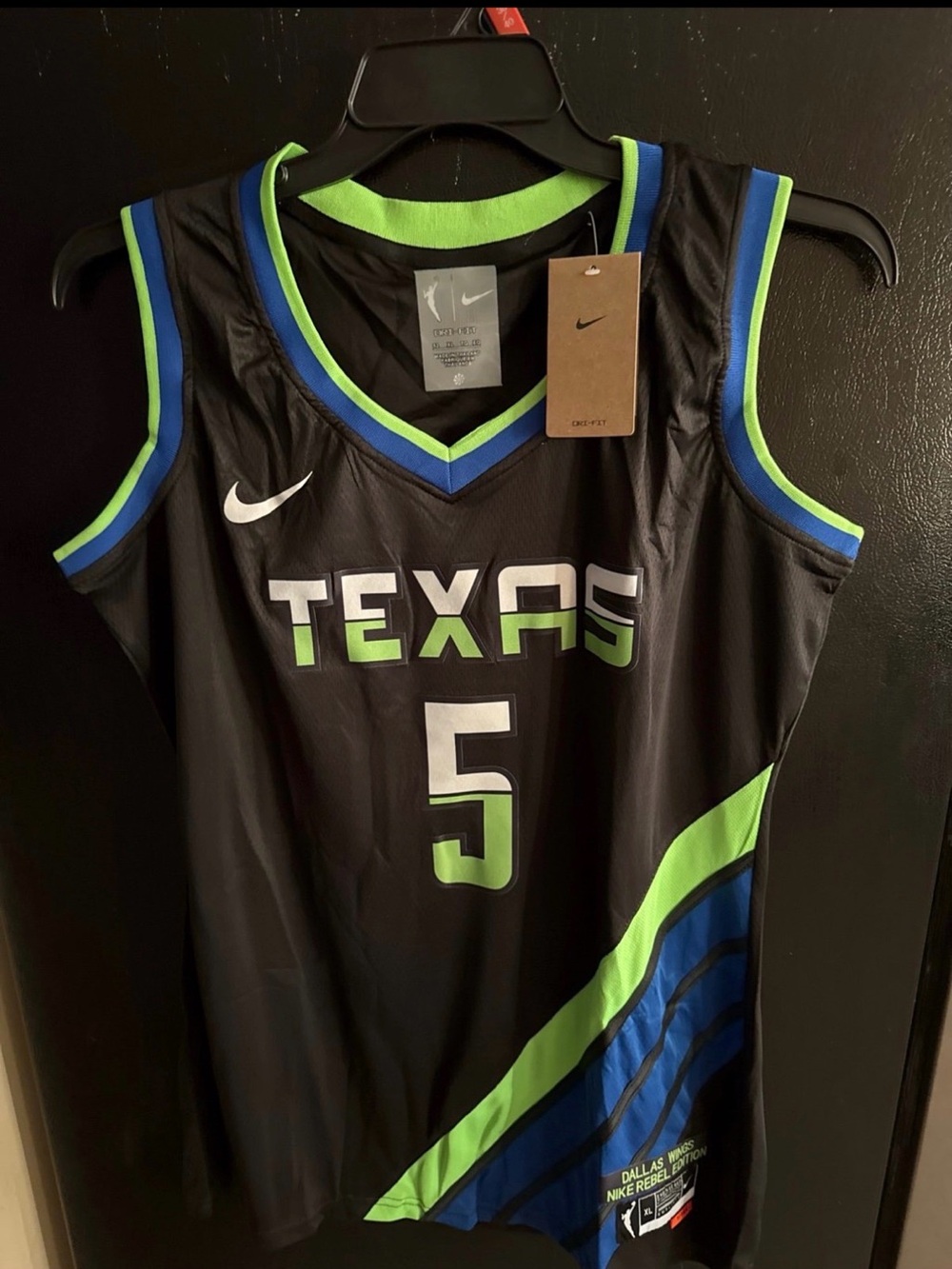 Nike Black Basketball Jersey with Green & Blue Accents #5